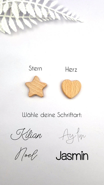 Personalisierte Schnullerkette mit Namen | Pastellblau | Babygeschenk zur Geburt und Taufe | Handgefertigter Schnullerhalter BPA-frei | Mit Namensgravur