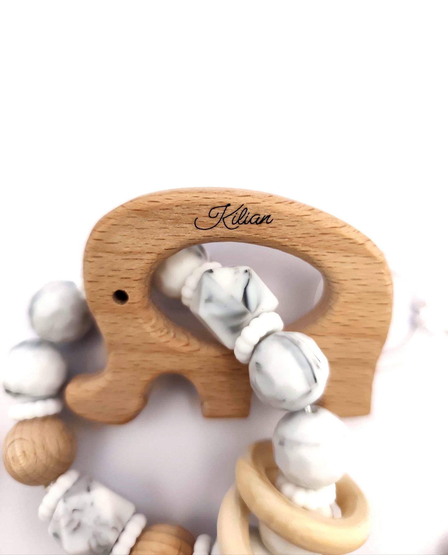 Personalisierter Greifling mit Gravur | Baby Greifling Marmor-Design | Edles Babygeschenk zur Geburt oder Taufe | Liebevolle Handarbeit