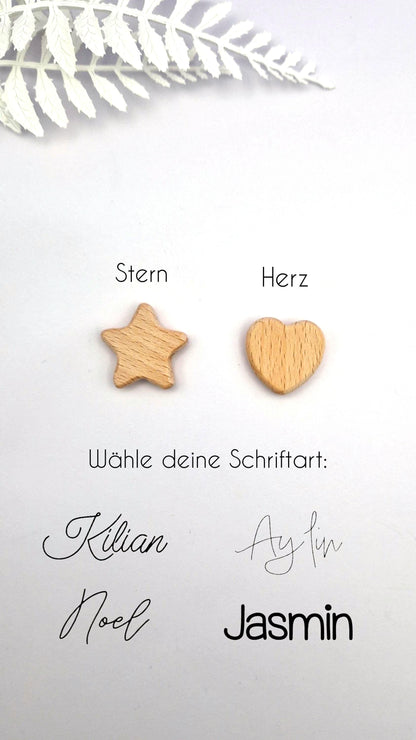 Personalisierte Schnullerkette mit Namen | Senfgelb | Babygeschenk zur Geburt & Taufe | Handgefertigtes Babygeschenk BPA-frei | Mit Namensgravur