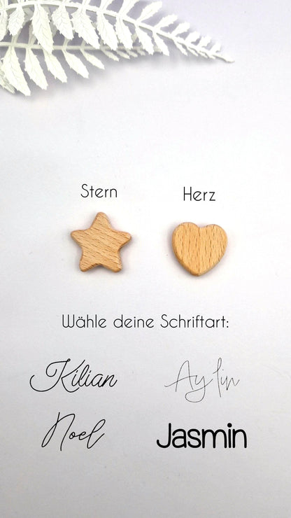 Personalisierte Pastell Schnullerkette mit Namen | Handgefertigt | Babygeschenk zur Geburt, Taufe oder Babyparty | Gravierter Schnullerhalter | BPA-frei
