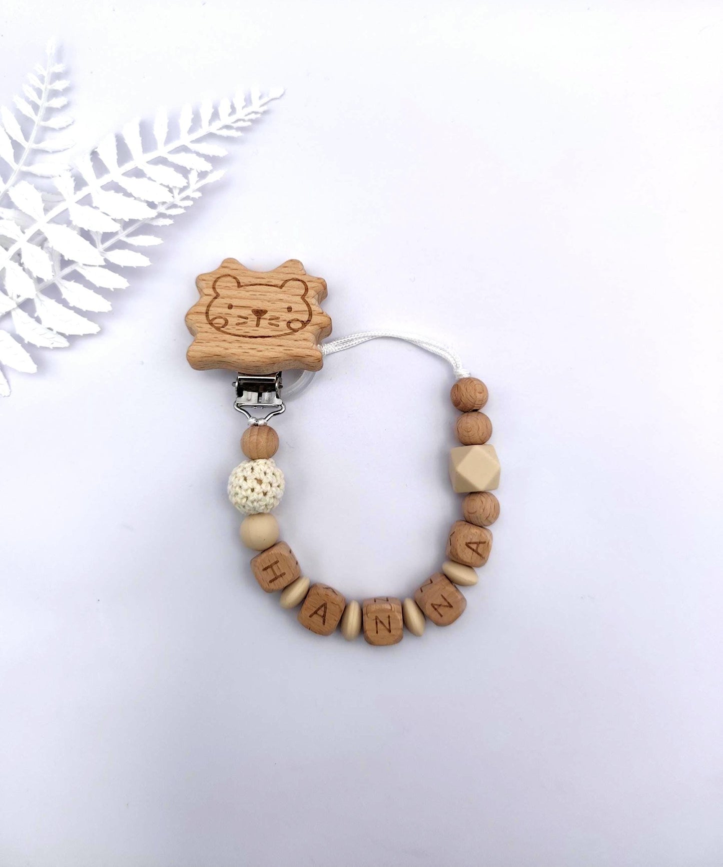 Baby Geschenkset Personalisiert Beige – Schnullerkette mit Namen & Greifling – Geschenk zur Geburt, Taufgeschenk, Babygeschenk Mädchen Junge