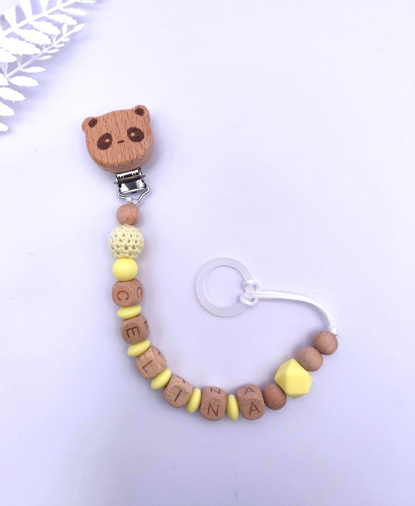 Baby Geschenkset Personalisiert Gelb – Schnullerkette mit Namen & Greifling – Geburtsgeschenk, Taufgeschenk, Babygeschenk Mädchen Junge