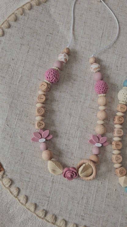 Stillkette mit Namen | rosa, blau | Personalisierte Baby Stillkette | Babygeschenk zur Geburt | Geschenke für Mamas | Liebevoll handgefertigt & BPA-frei