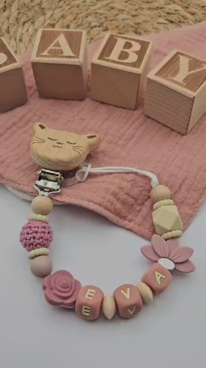 Personalisierte Schnullerkette mit Namen – Baby Mädchen
