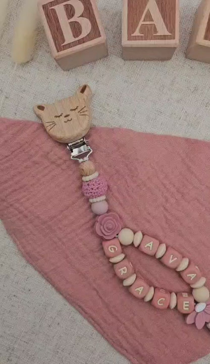 Schnullerkette mit Namen für Mädchen - Doppelname - Bpa frei - handgemacht aus Österreich